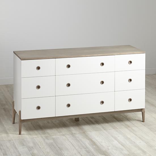 Wrightwood Grey Stain And White 9 Drawer Kids Dresser