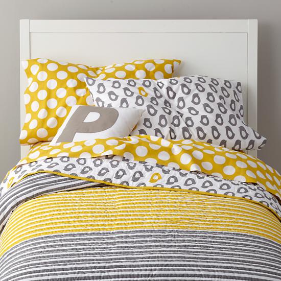 Grey And Yellow Not A Peep Boys Bedding