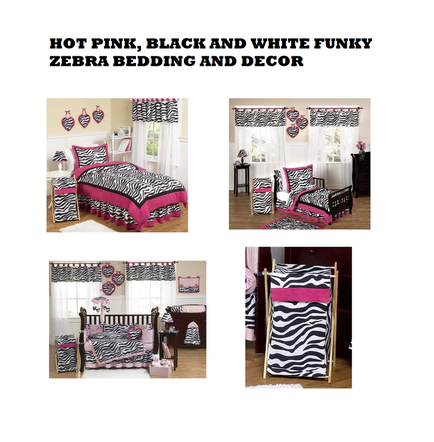 Hot pink funky zebra bedding and decor