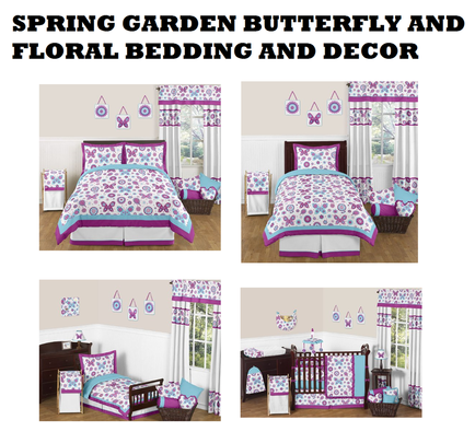 Spring Garden butterfly and floral bedding and decor