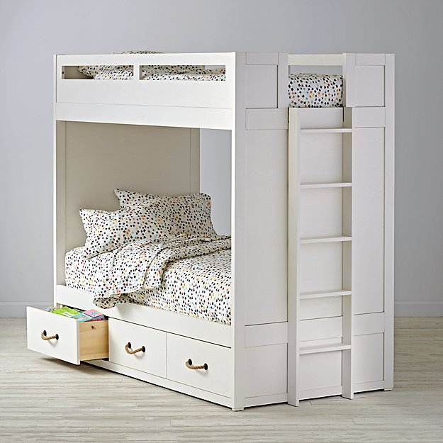 Topside White Glaze Twin Bunk Bed